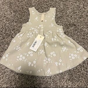 Quincy Mae green ribbed floral tank dress nwt 0/3 months